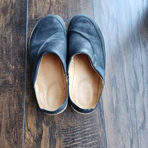 Haflinger GZ Classic Grizzly Black Leather Cork Clogs Shoes Size 38 EU 7.5 US